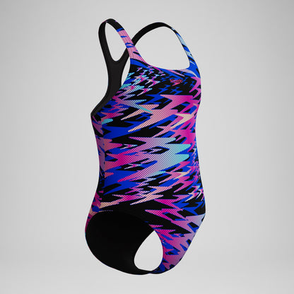 Girls Hyperboom Printed Medalist Swimsuit Black - Speedo