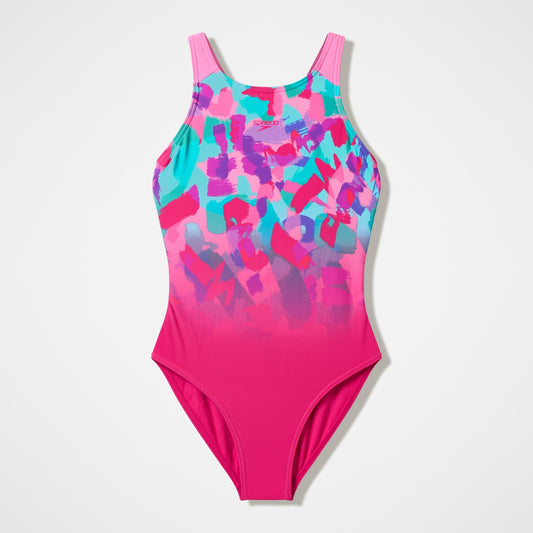Girls Printed Pulseback One Piece Pink - Speedo