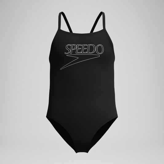 Girls Endurance+ Logo Thinstrap Swimsuit Black - Speedo