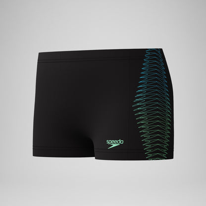 Boys Plastisol Placement Aquashorts Black/Green - Speedo