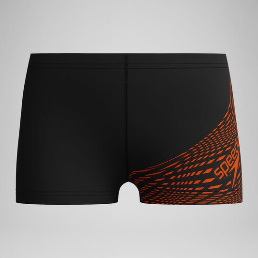 Boys' Medley Logo Aquashorts Black/Red - Speedo