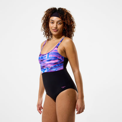 Contour Eclipse Printed Swimsuit Black/Pink - Speedo