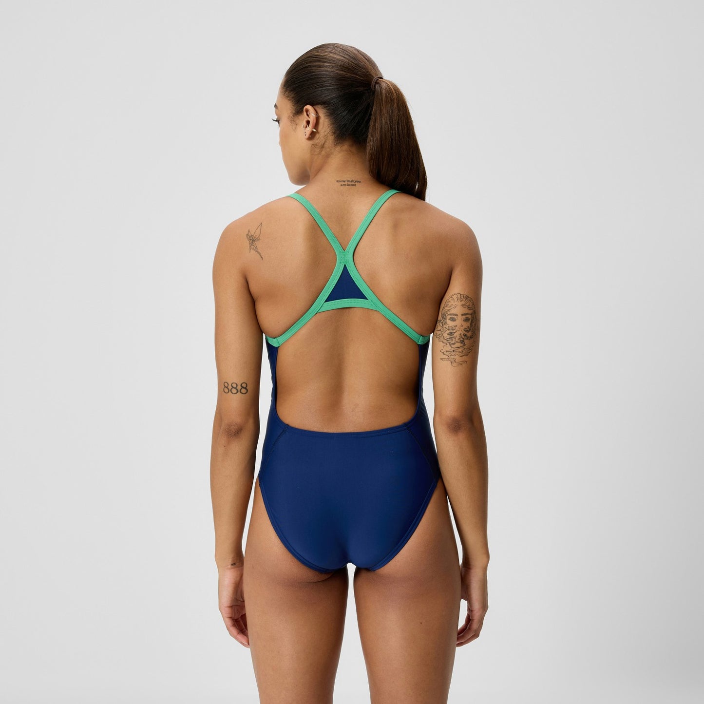 Club Training Turnback Swimsuit Navy/Green - Speedo