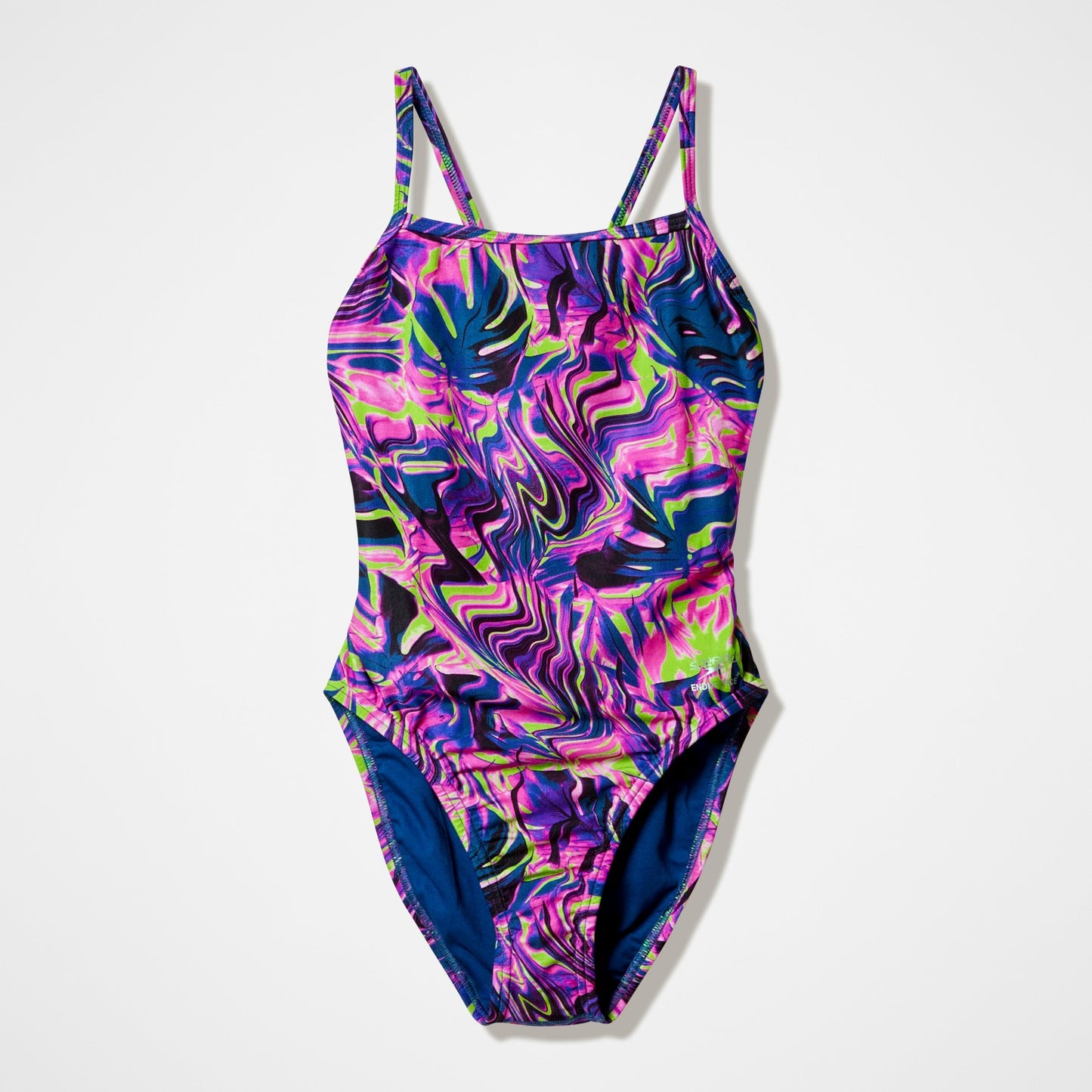 Club Training Printed Web Back Swimsuit Pink/Navy - Speedo