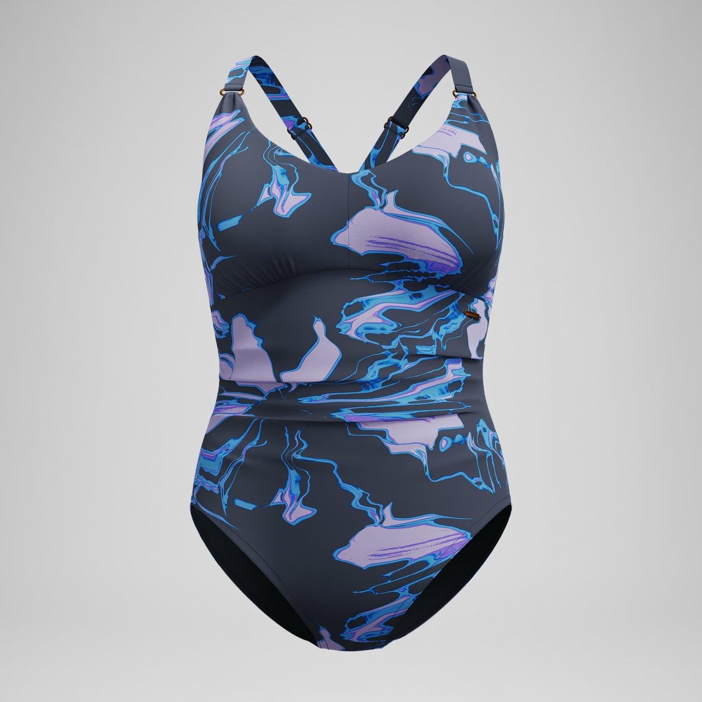 Shaping Printed V Neck Swimsuit Purple/Grey - Speedo