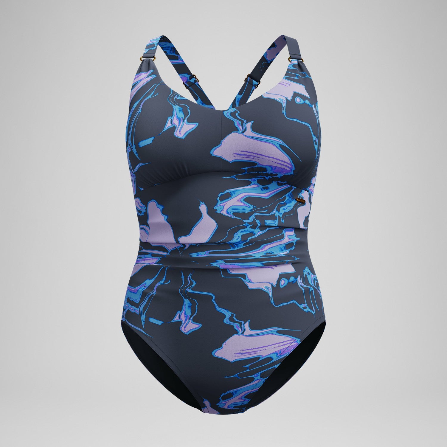 Shaping Printed V Neck Swimsuit Purple/Grey - Speedo