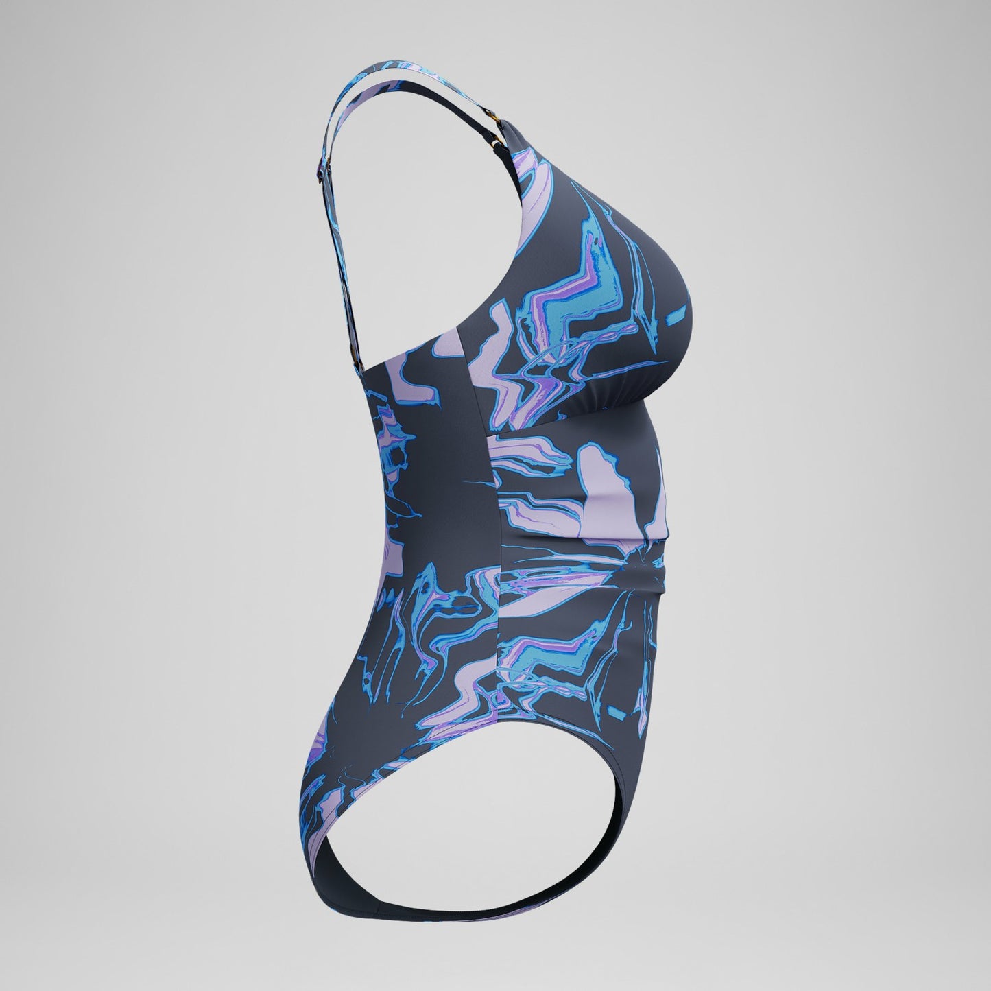 Shaping Printed V Neck Swimsuit Purple/Grey - Speedo