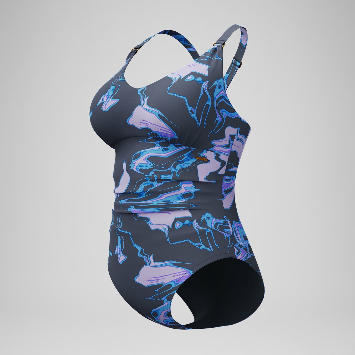 Shaping Printed V Neck Swimsuit Purple/Grey - Speedo