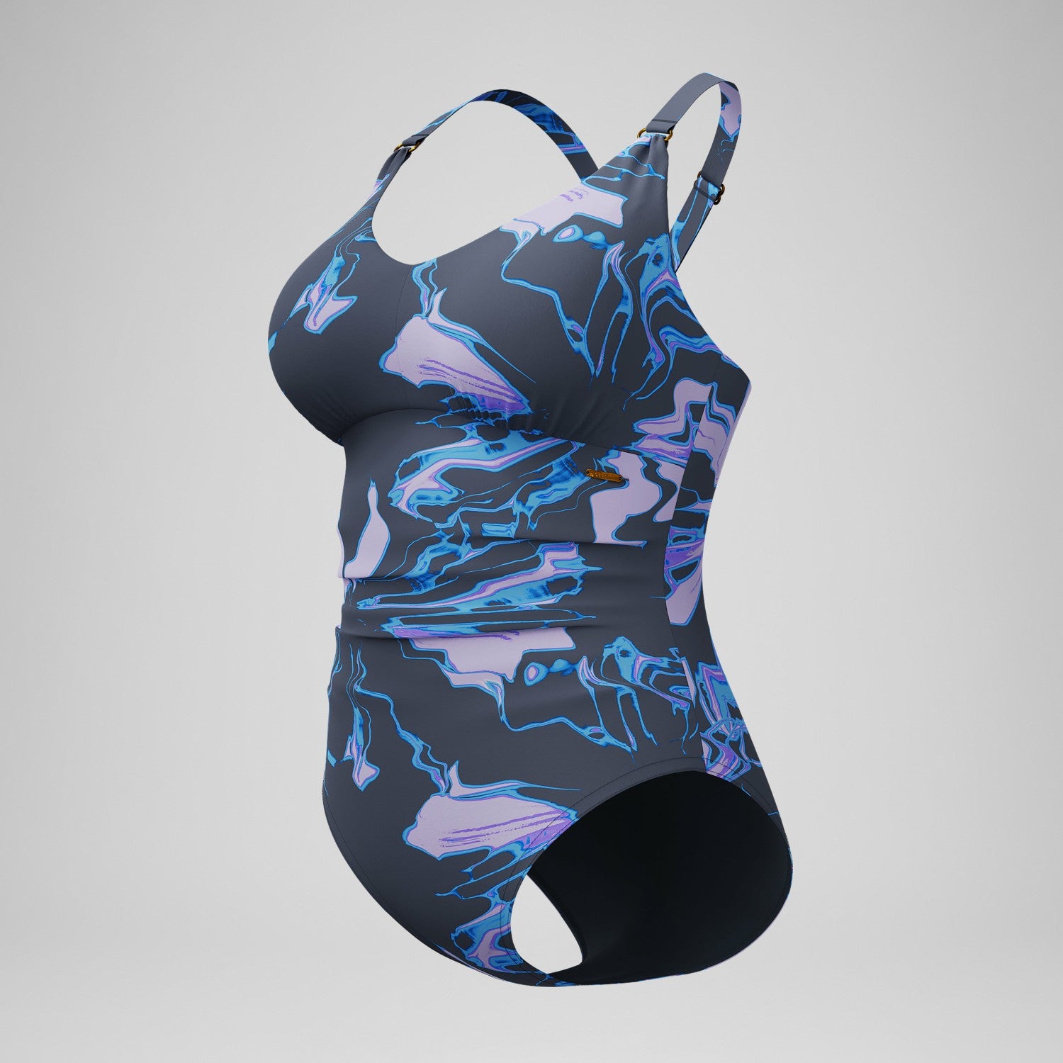 Shaping Printed V Neck Swimsuit Purple/Grey - Speedo