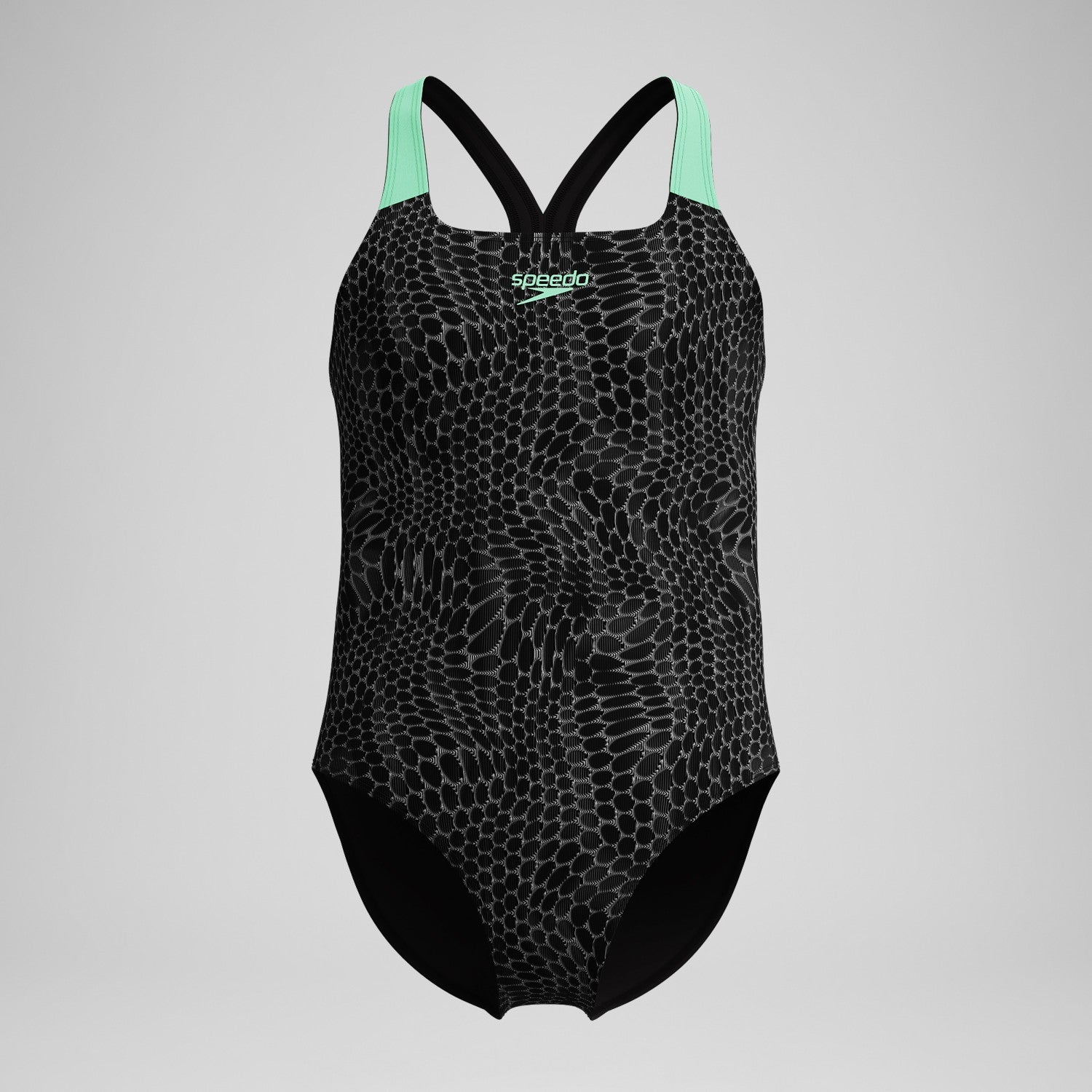 Girls Allover Powerback Swimsuit Black/Green - Speedo