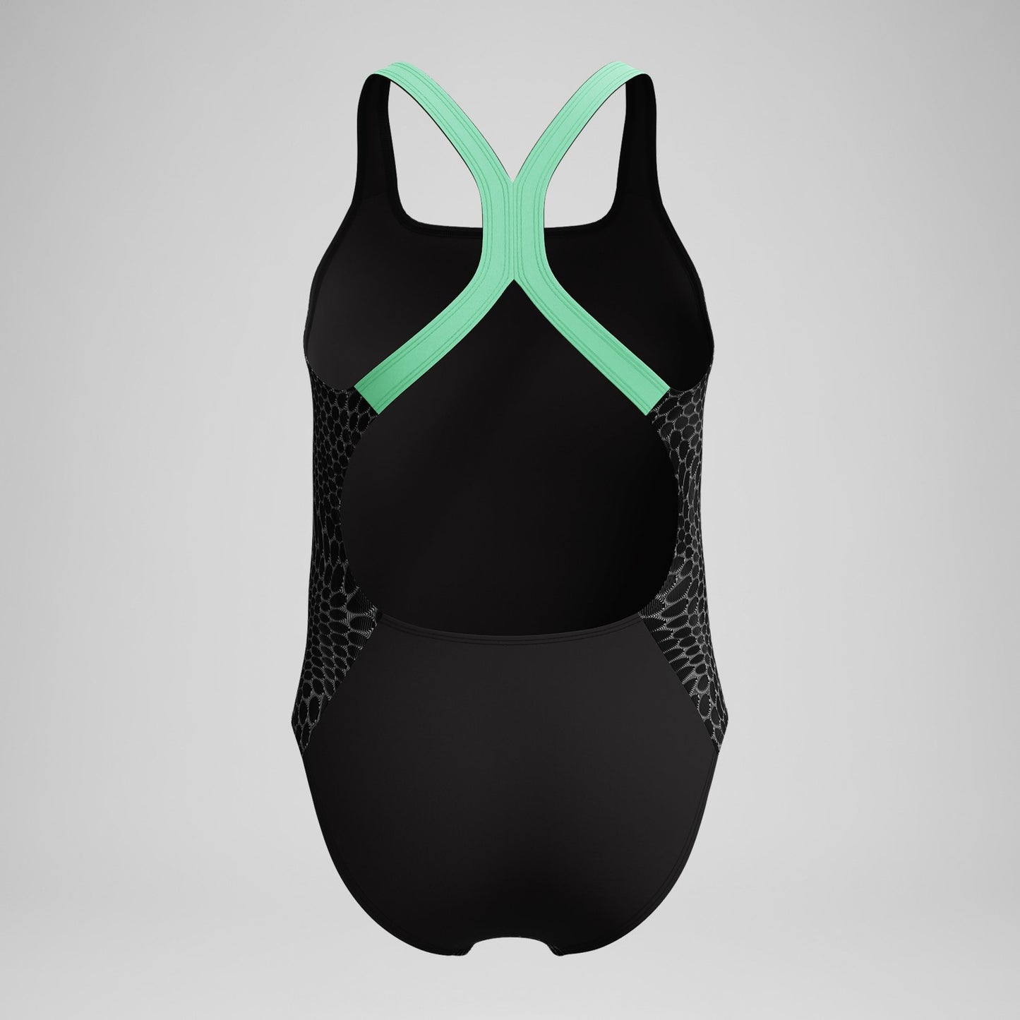 Girls Allover Powerback Swimsuit Black/Green - Speedo