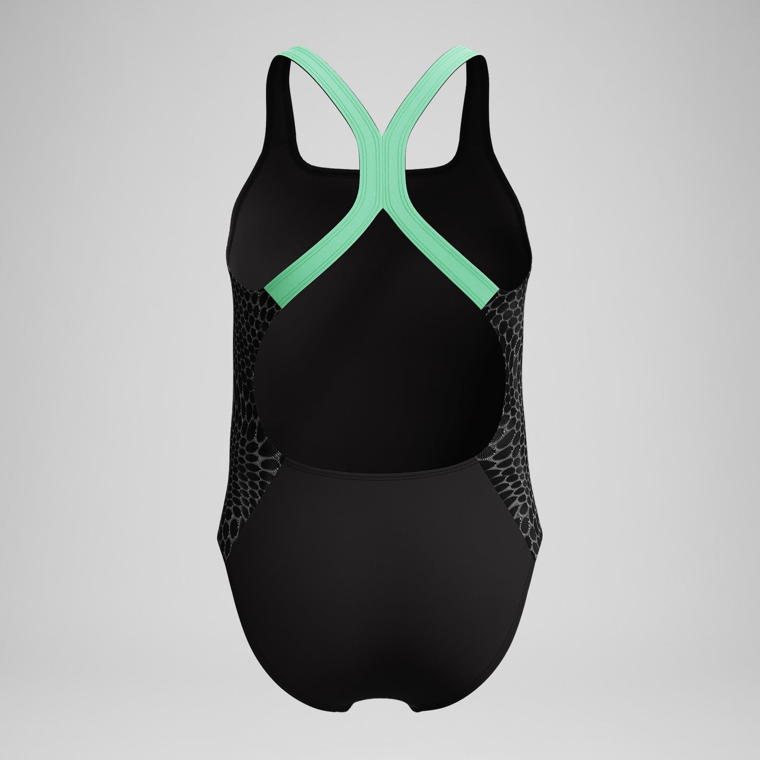 Girls Allover Powerback Swimsuit Black/Green - Speedo