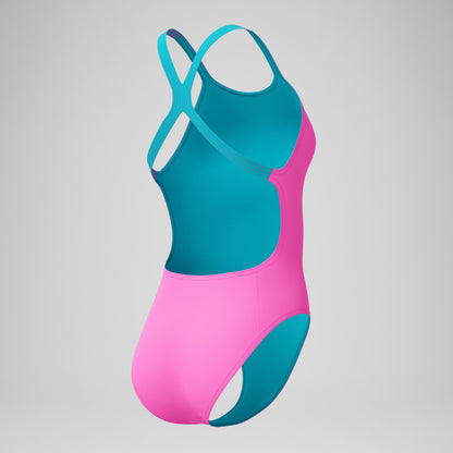 Club Training Powerback Swimsuit Pink/Blue - Speedo