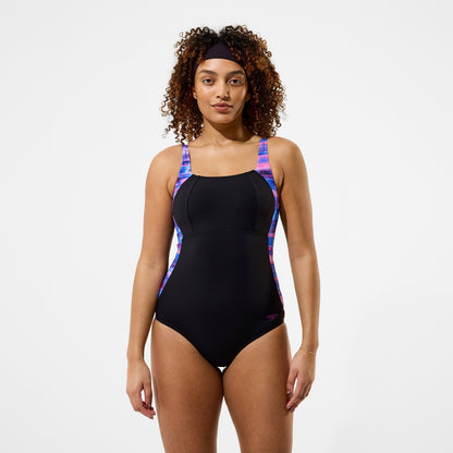 Luna Lustre Printed Swimsuit Black/Pink - Speedo