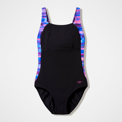 Luna Lustre Printed Swimsuit Black/Pink - Speedo