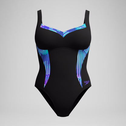 Shaping Printed LunaElustre Swimsuit Black/Purple - Speedo