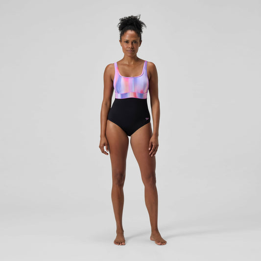 Shaping Printed Contour Eclipse Swimsuit Black/Pink - Speedo