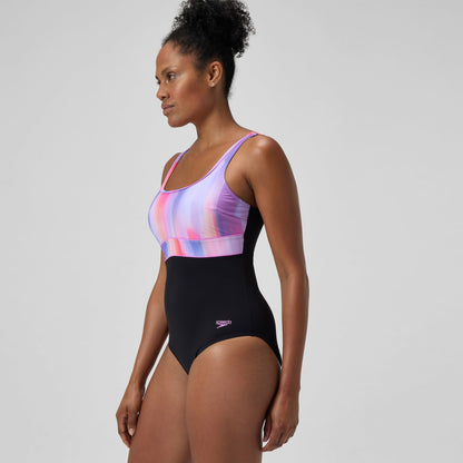 Shaping Printed Contour Eclipse Swimsuit Black/Pink - Speedo