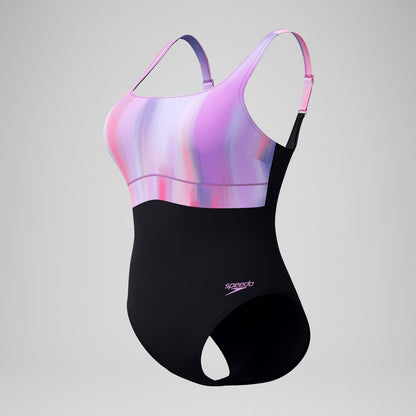 Shaping Printed Contour Eclipse Swimsuit Black/Pink - Speedo