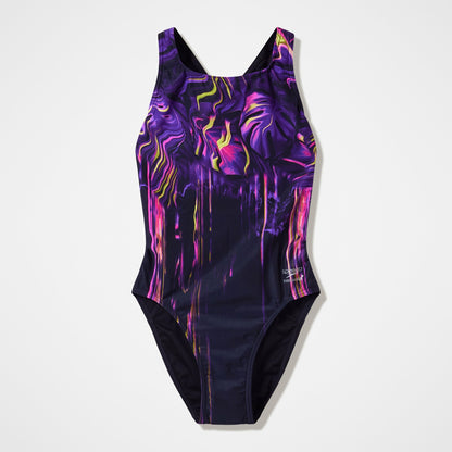 Club Training Printed Powerback Swimsuit Purple/Black - Speedo
