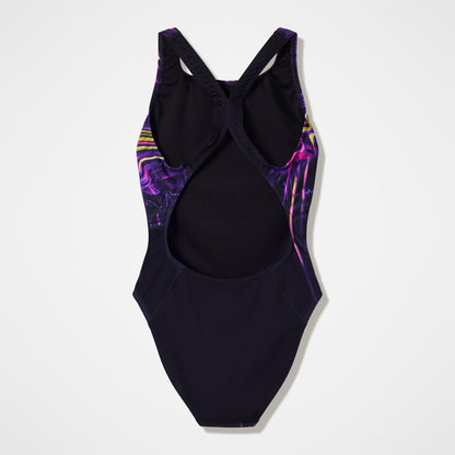 Club Training Printed Powerback Swimsuit Purple/Black - Speedo