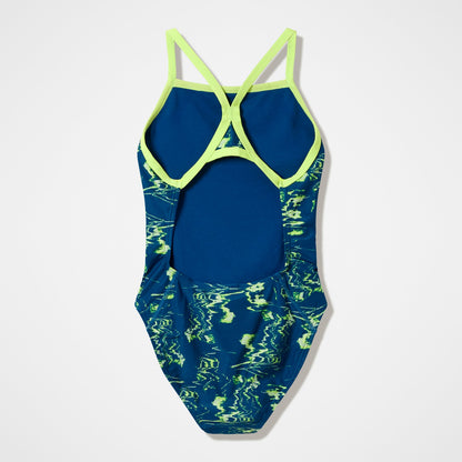 Club Training Printed Turnback Swimsuit Blue/Green - Speedo
