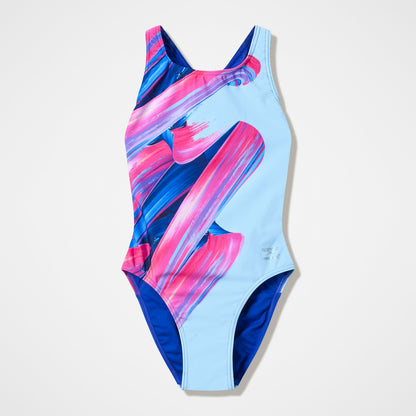 Club Training Printed Powerback Swimsuit Blue/Pink - Speedo