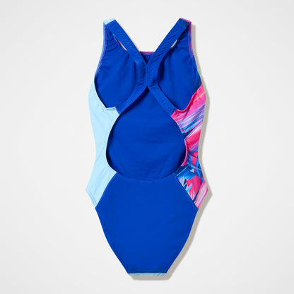 Club Training Printed Powerback Swimsuit Blue/Pink - Speedo