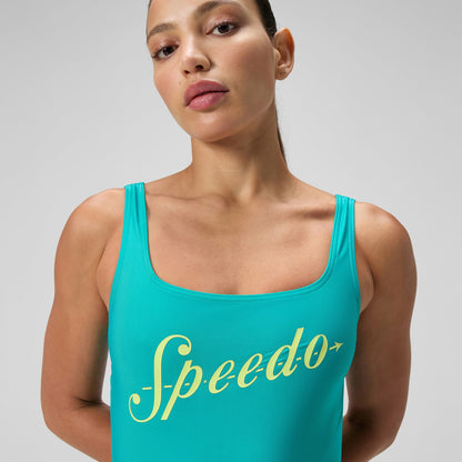 Logo Square Back Swimsuit Turquoise - Speedo