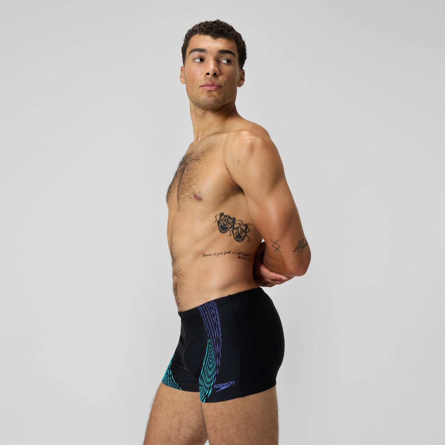 Duo Logo Print Aquashorts Black/Blue - Speedo
