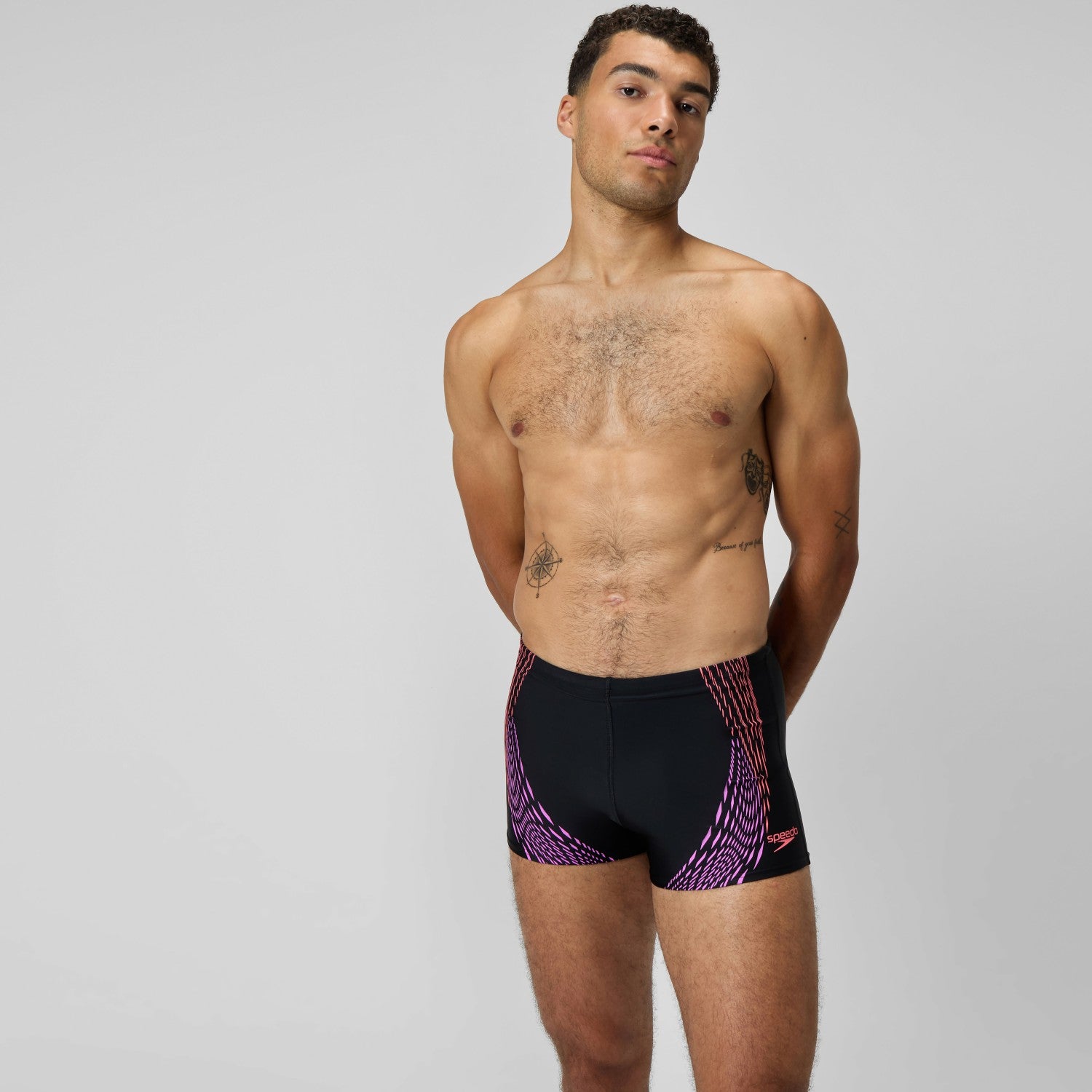 Duo Logo Print Aquashorts Black/Coral - Speedo