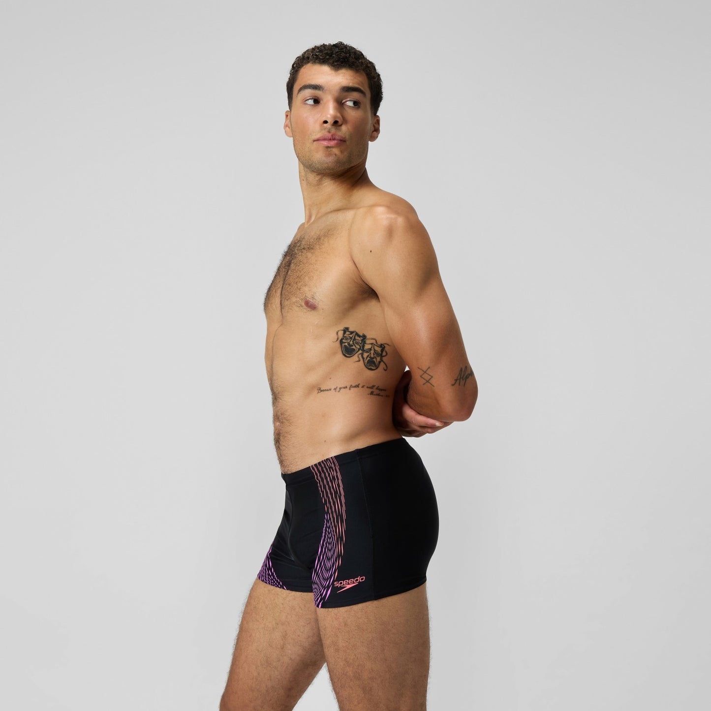 Duo Logo Print Aquashorts Black/Coral - Speedo