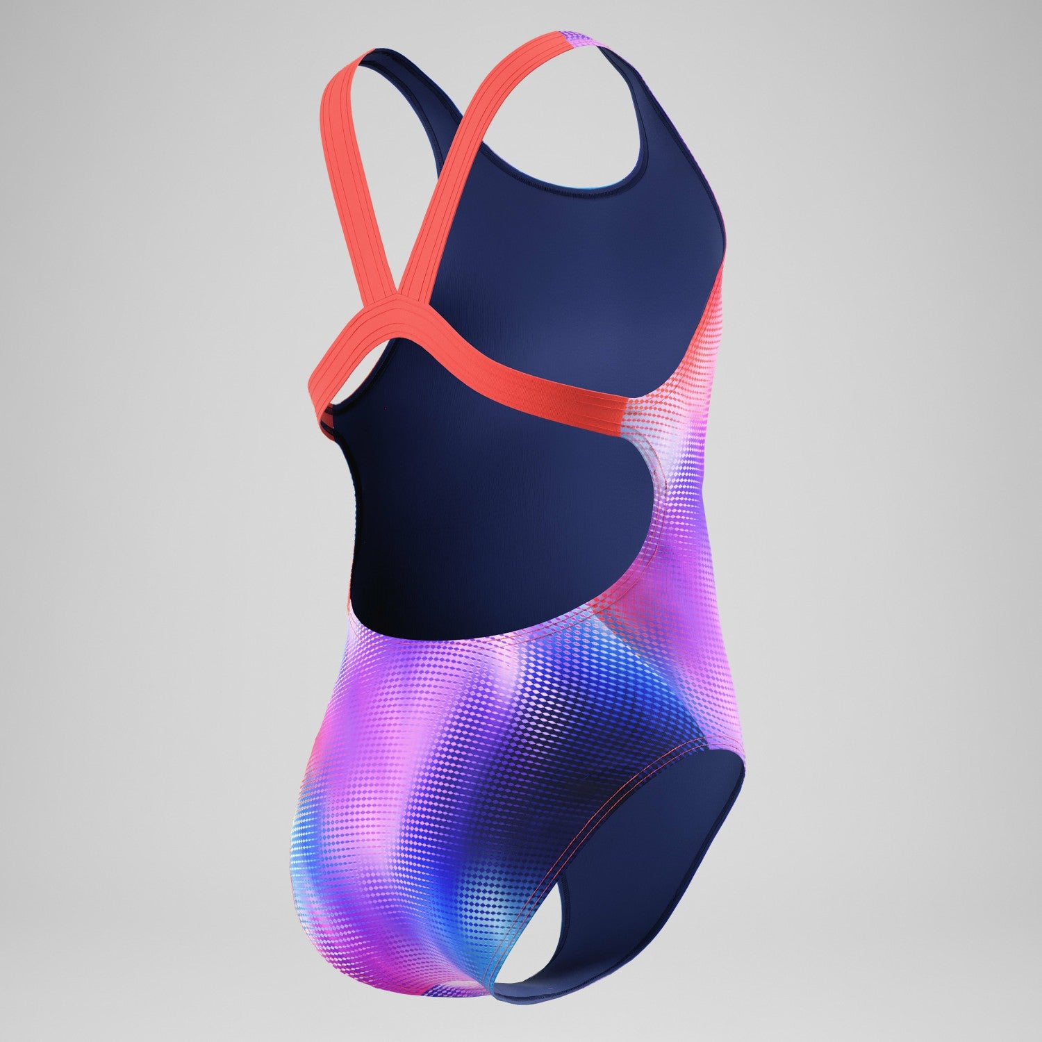 Girls Printed Leaderback Swimsuit Navy/Pink - Speedo