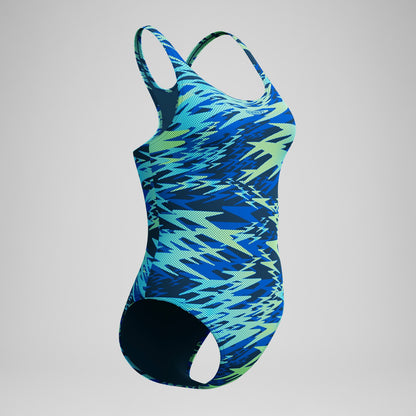 Hyperboom Printed Medalist Swimsuit Blue/Green - Speedo