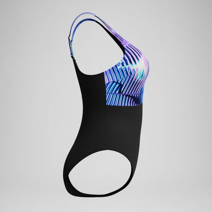 Shaping Printed Contour Eclipse Swimsuit Black/Purple - Speedo