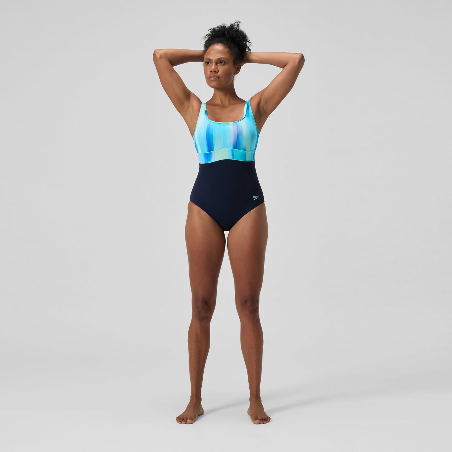 Shaping Printed Contour Eclipse Swimsuit Navy/Green - Speedo