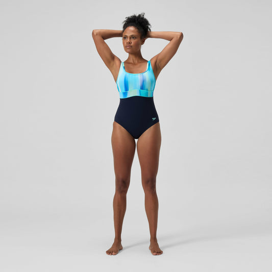 Shaping Printed Contour Eclipse Swimsuit Navy/Green - Speedo