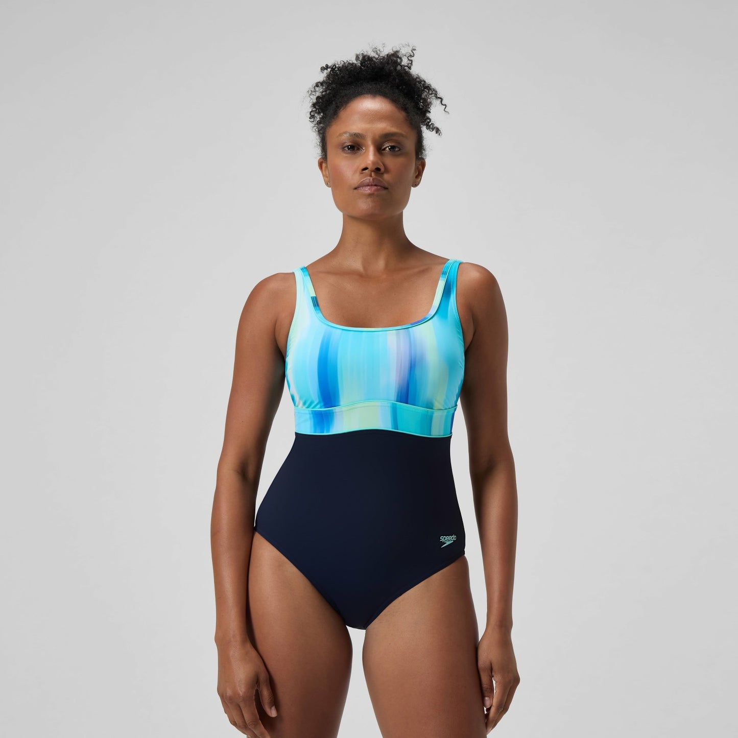 Shaping Printed Contour Eclipse Swimsuit Navy/Green - Speedo