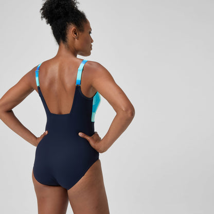 Shaping Printed Contour Eclipse Swimsuit Navy/Green - Speedo