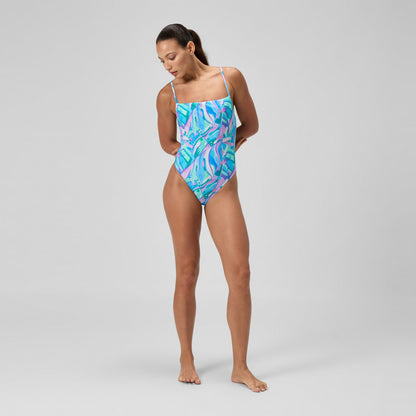 Printed Adjustable Thinstrap Swimsuit Green/Pink - Speedo