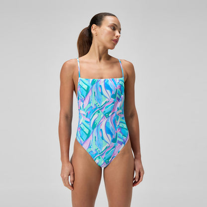 Printed Adjustable Thinstrap Swimsuit Green/Pink - Speedo