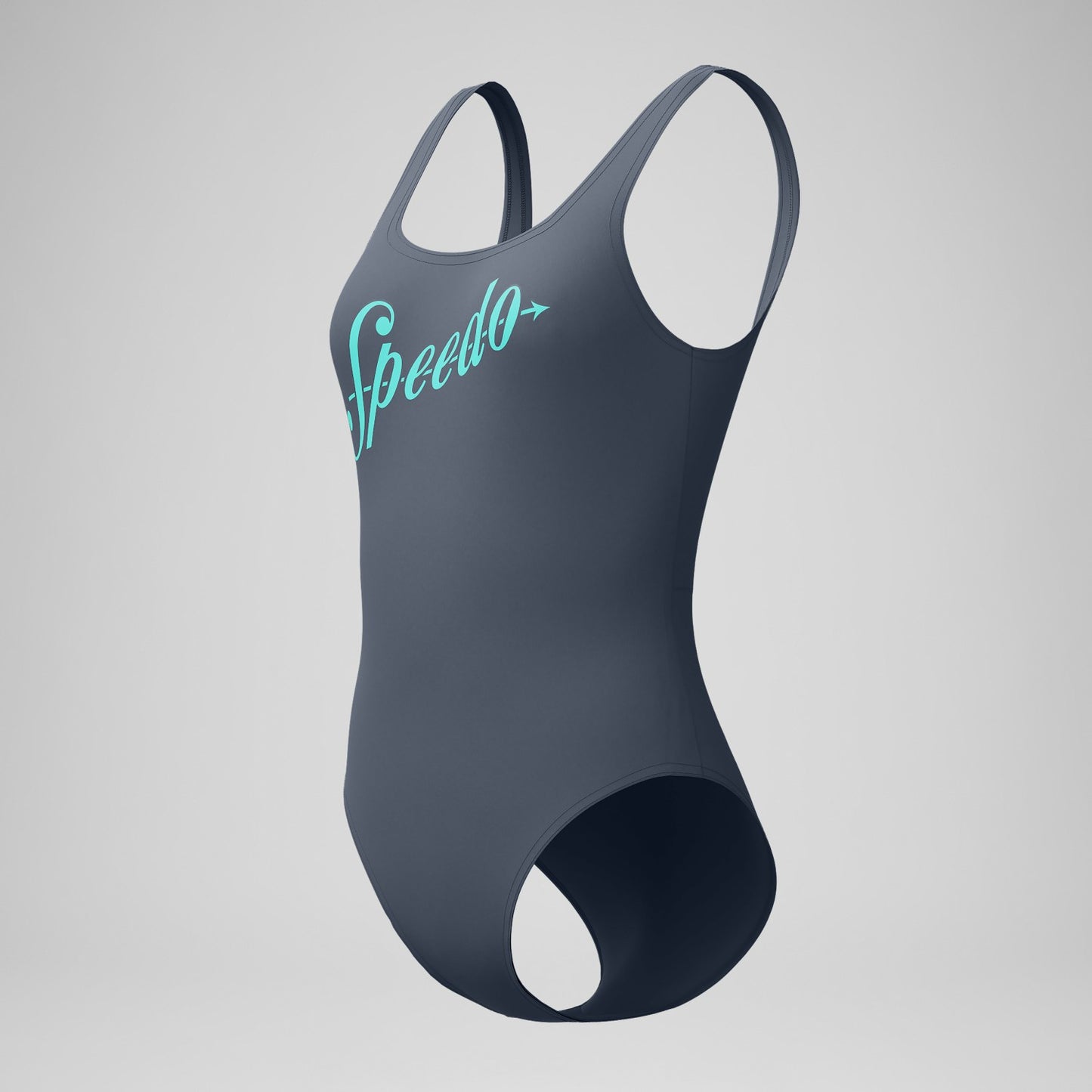 Logo Square Back Swimsuit Grey/Turquoise - Speedo