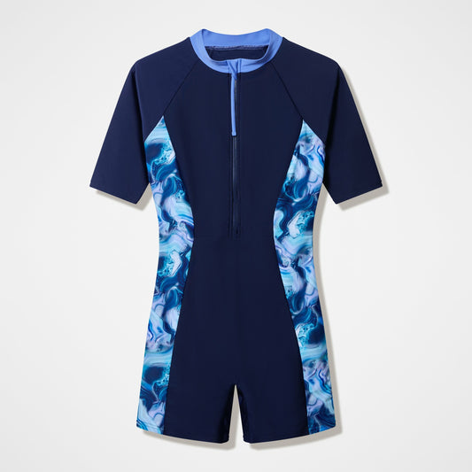 Modern Coverage Short Sleeve Legsuit Navy/Blue - Speedo