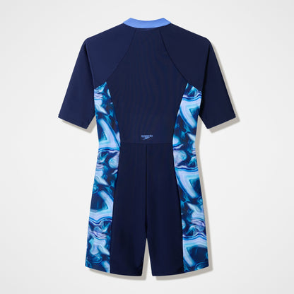 Modern Coverage Short Sleeve Legsuit Navy/Blue - Speedo