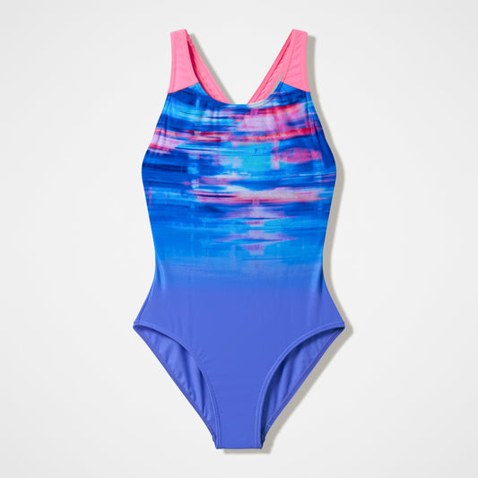 Girls Printed Splashback Swimsuit Purple/Pink - Speedo