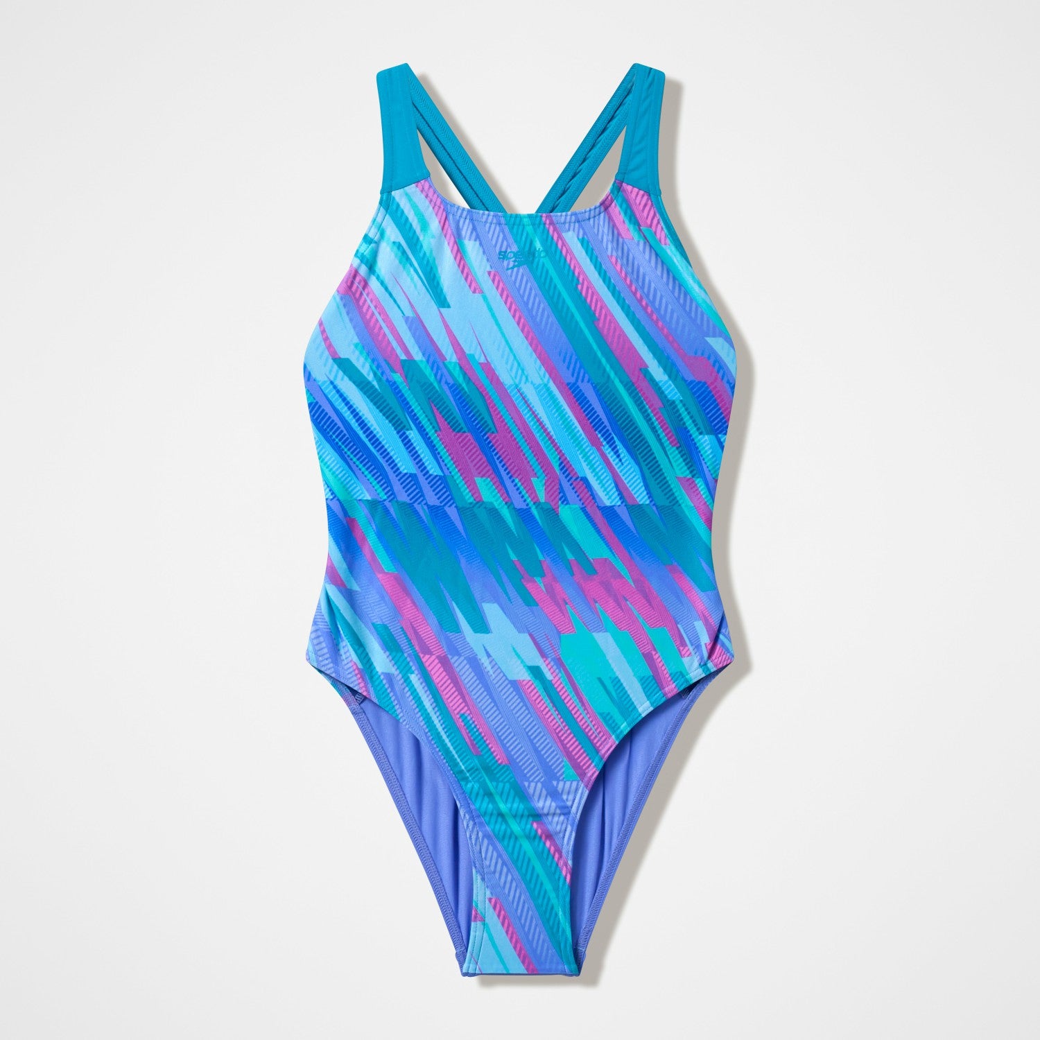 Girls Printed Powerback Swimsuit Purple/Blue - Speedo