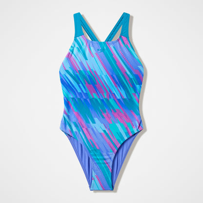 Girls Printed Powerback Swimsuit Purple/Blue - Speedo