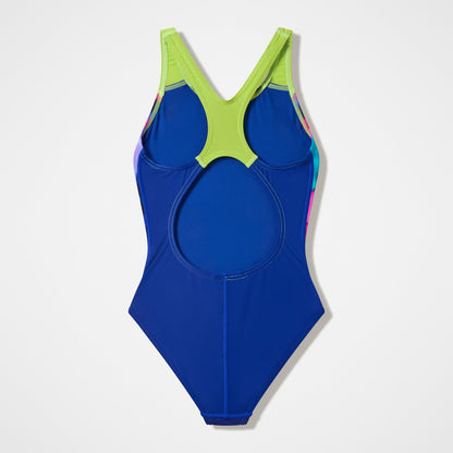 Girls Printed Splashback Swimsuit Blue/Green - Speedo