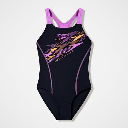 Girls Medley Logo Medalist Swimsuit Black/Pink - Speedo