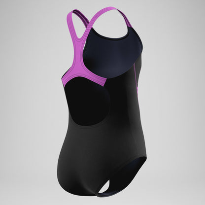 Girls Medley Logo Medalist Swimsuit Black/Pink - Speedo